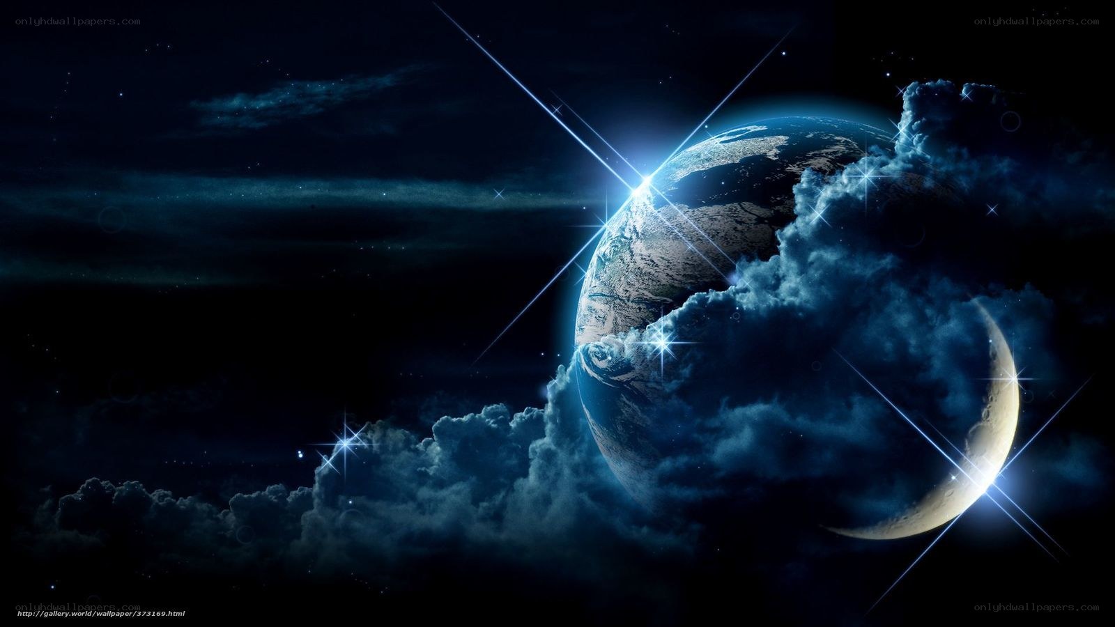 Earth from space with stars