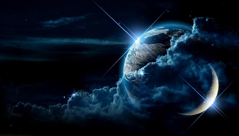 Earth from space with stars