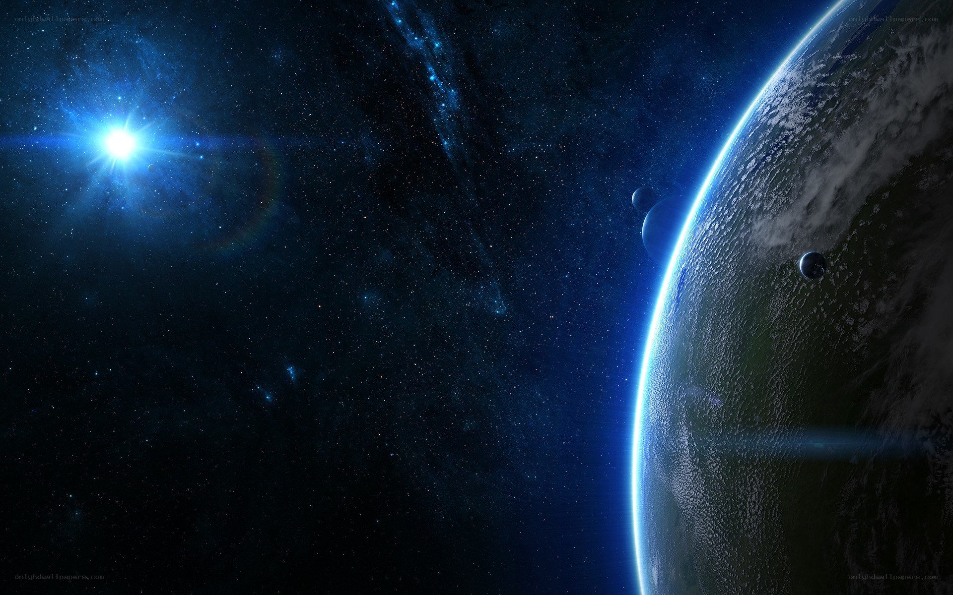 Earth from space with stars