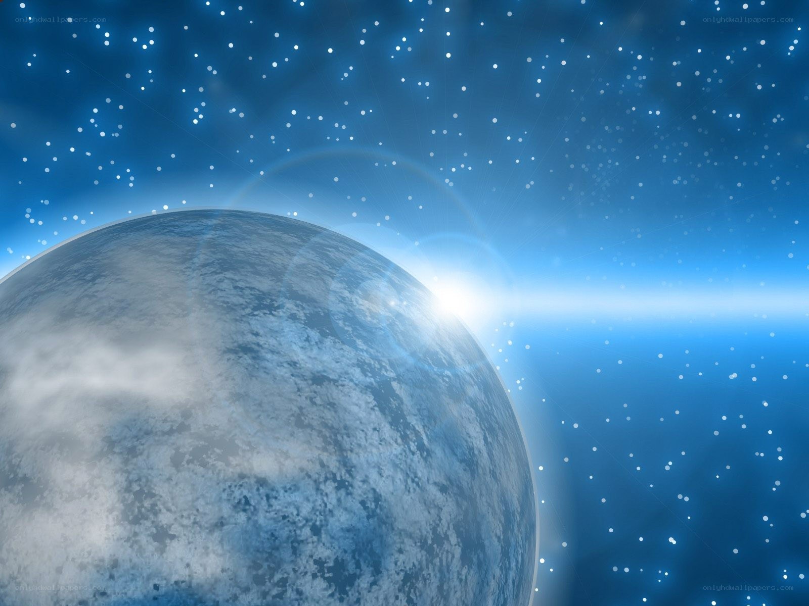 Earth from space with stars