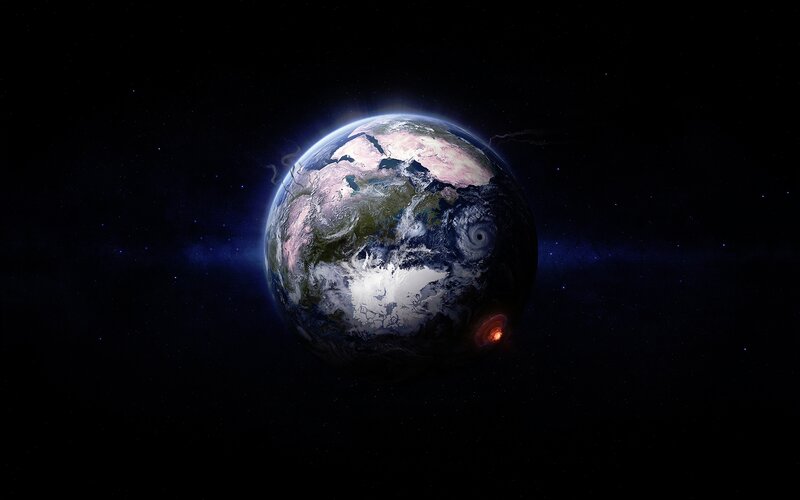 Earth from space with storm
