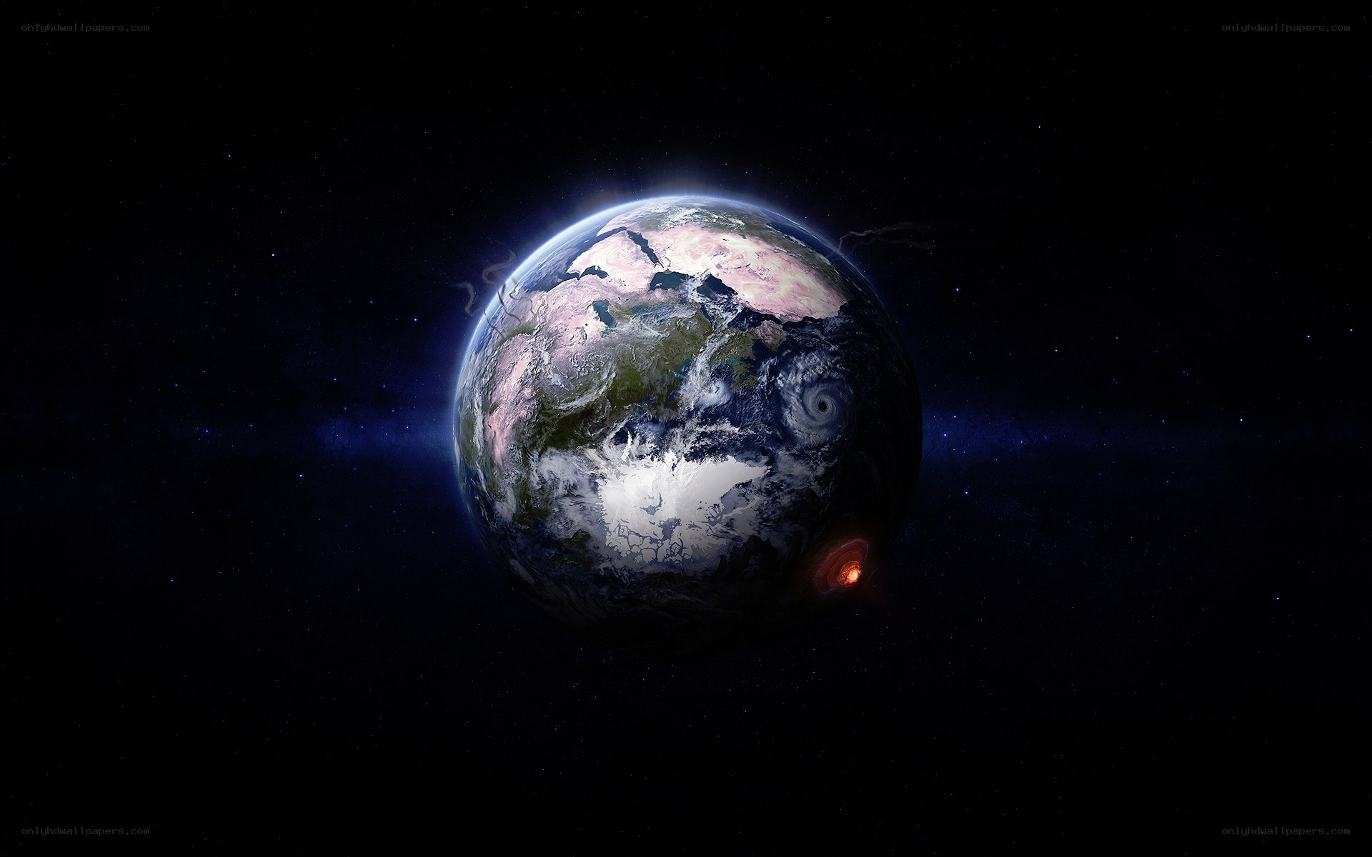 Earth from space with storm