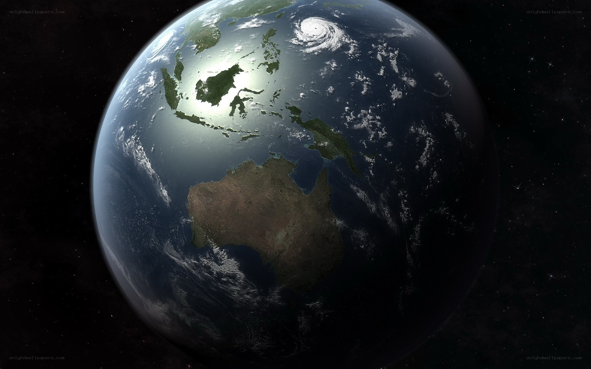Earth from space with storm