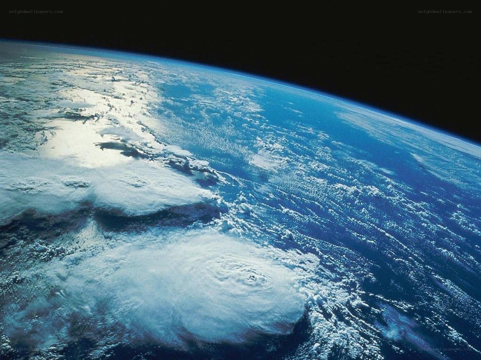 Earth from space with storm