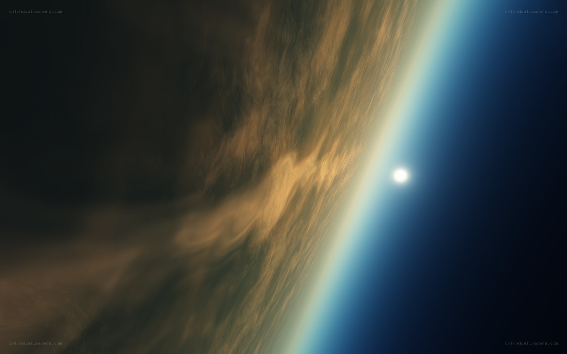 Earth from space with sun