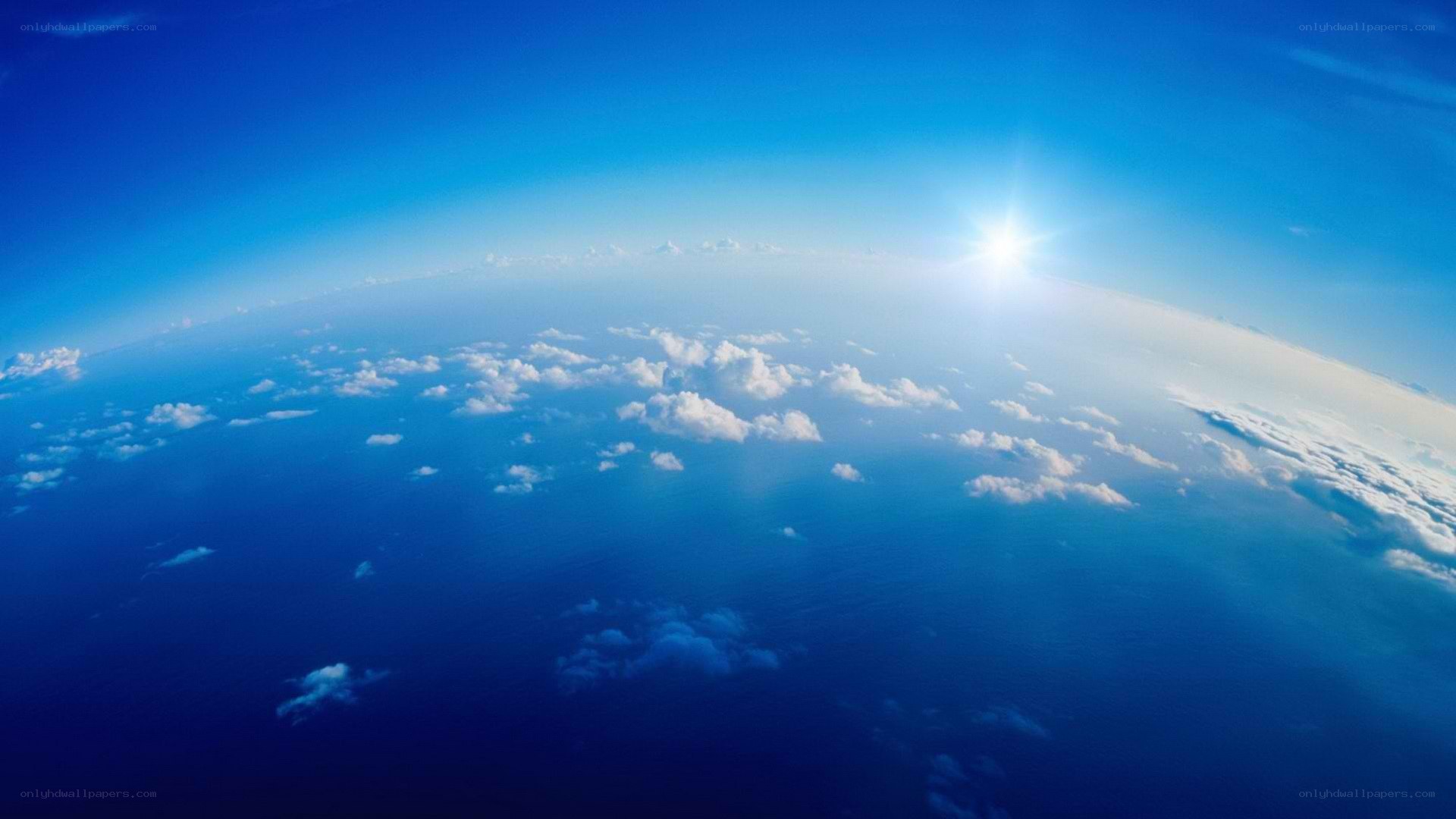 Earth from space with sun