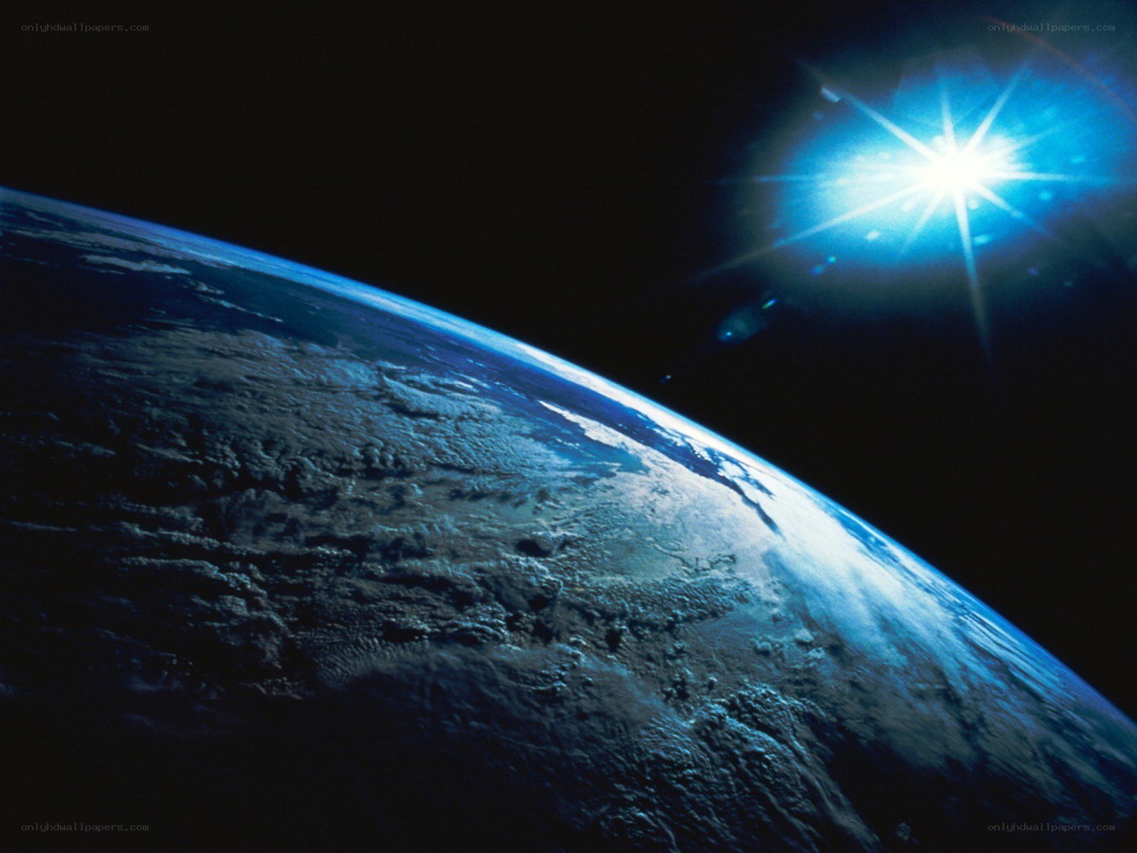 Earth from space with sun