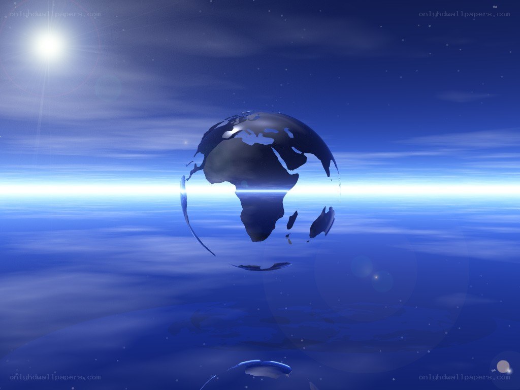 Earth from space with sun