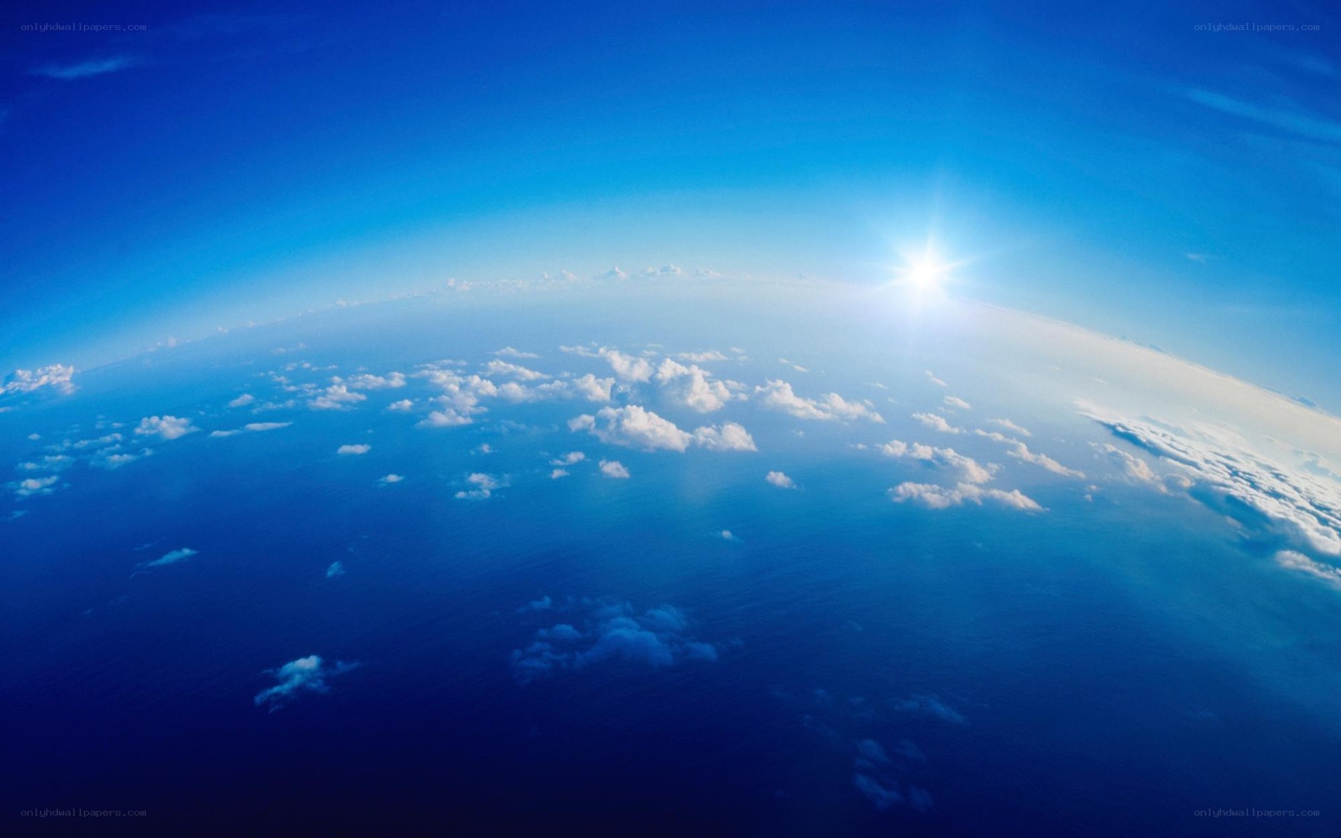 Earth from space with sun