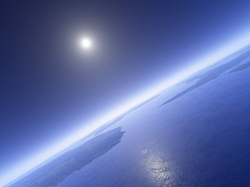 Earth from space with sun