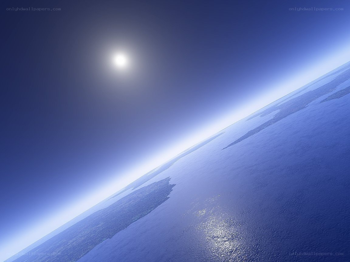 Earth from space with sun