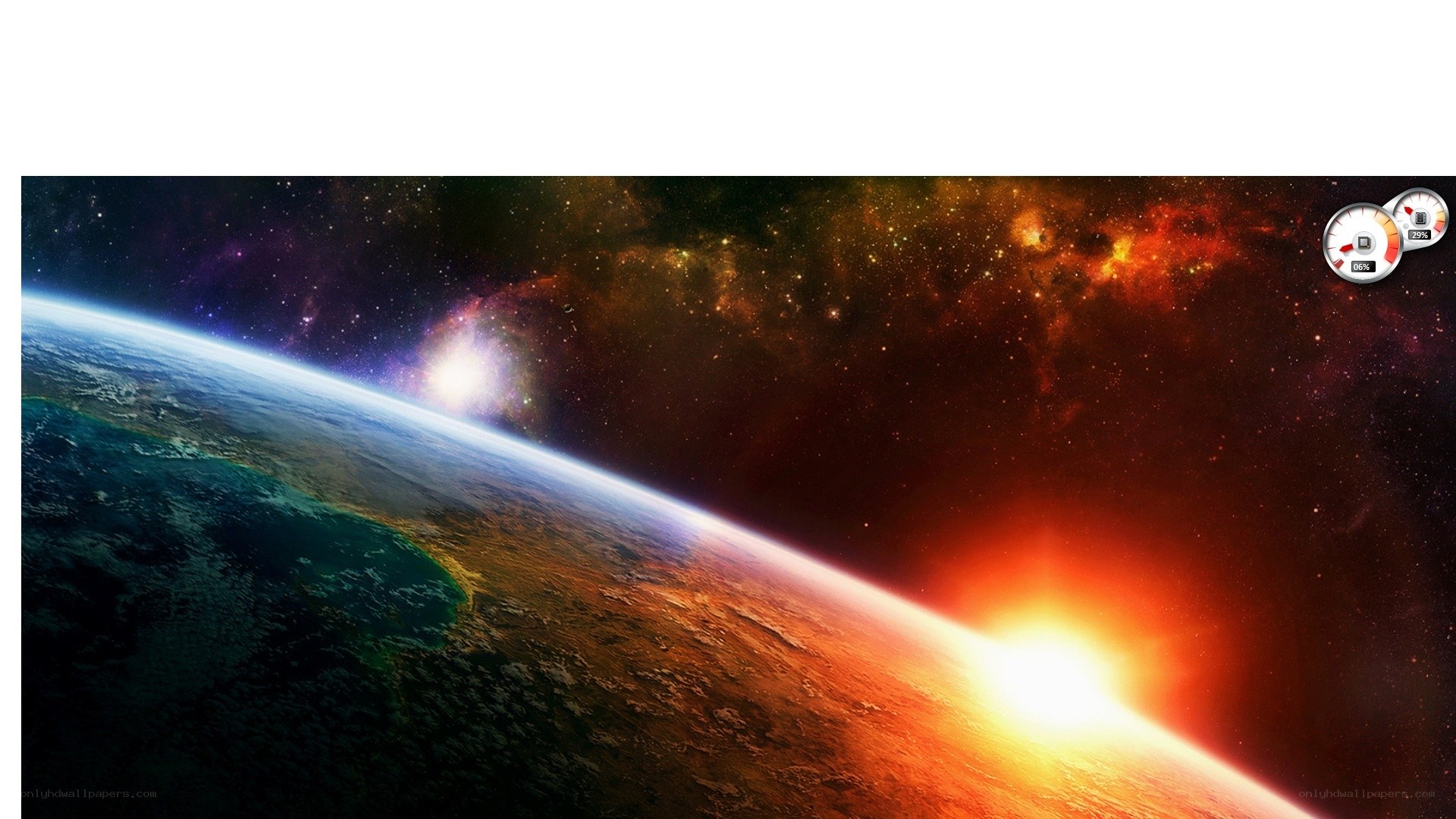 Earth from space with sun rising