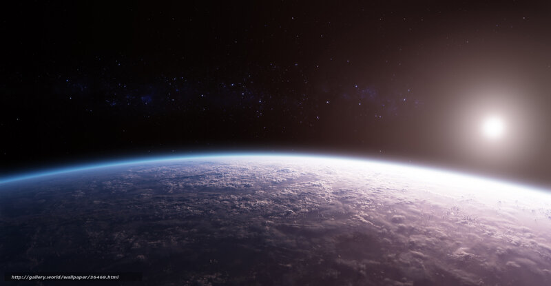 Earth from space with sun