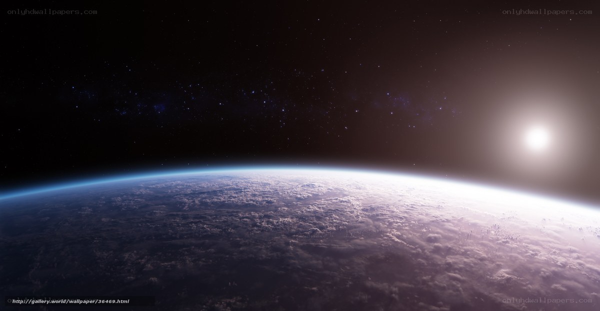 Earth from space with sun