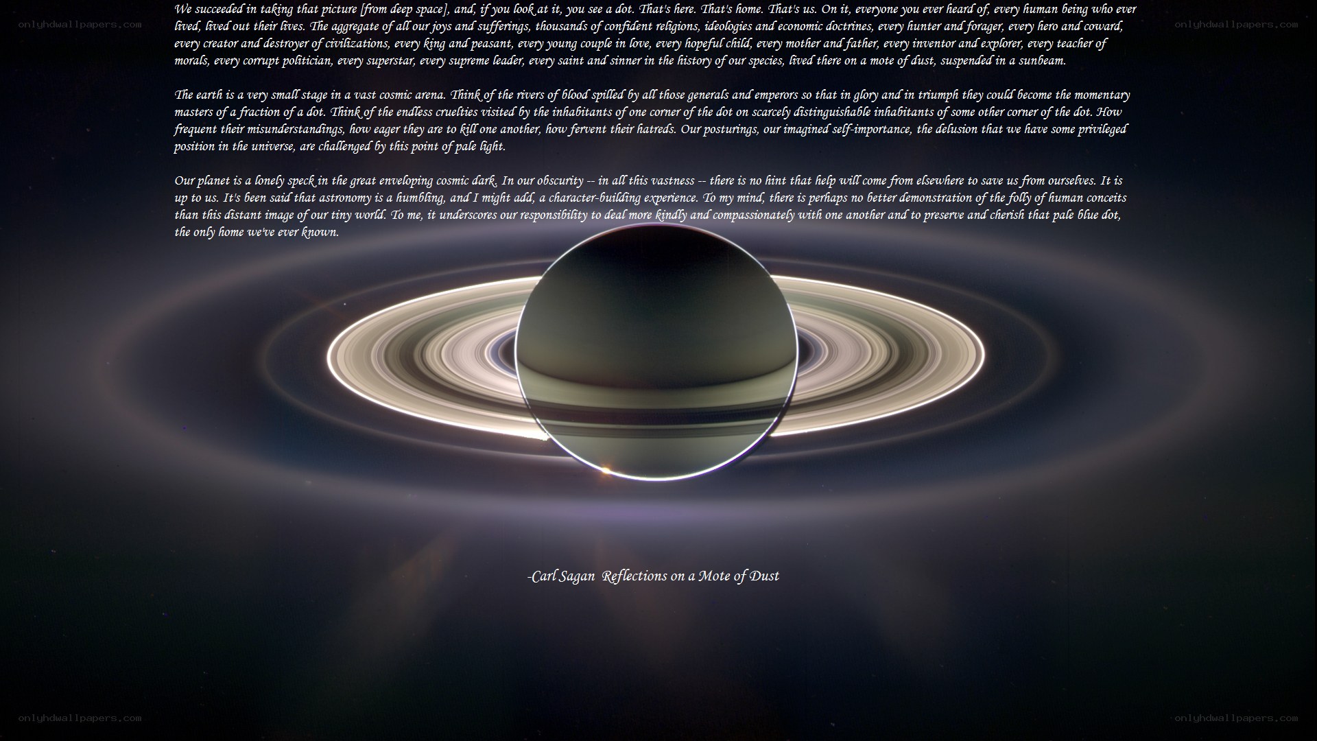 Earth from space with text