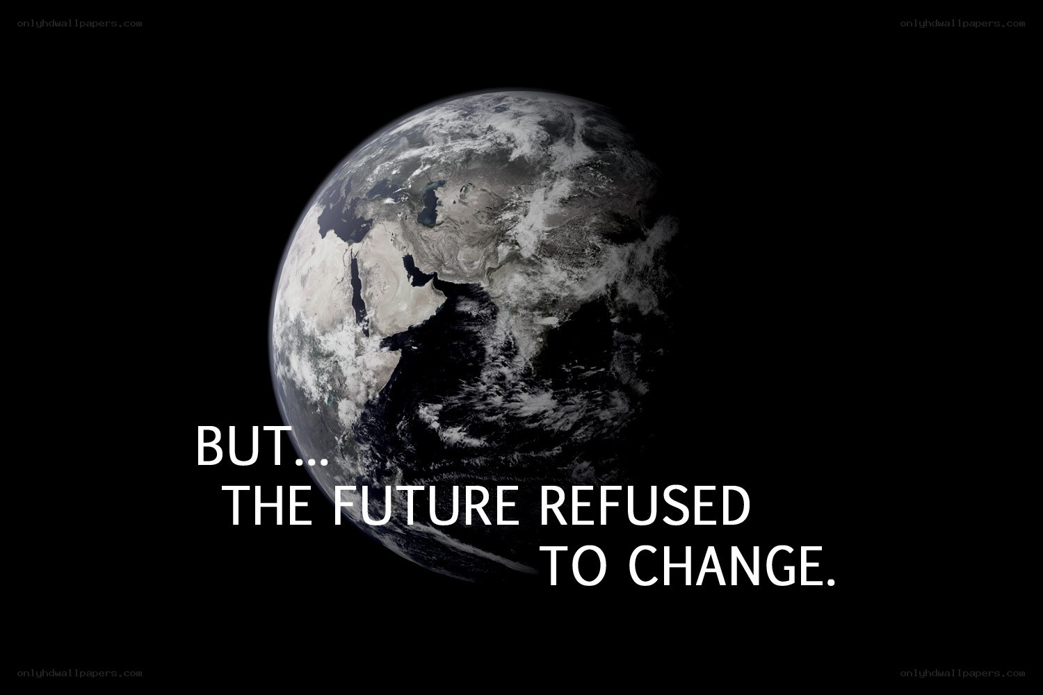 Earth from space with text