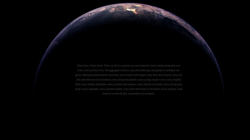 Earth from space with text