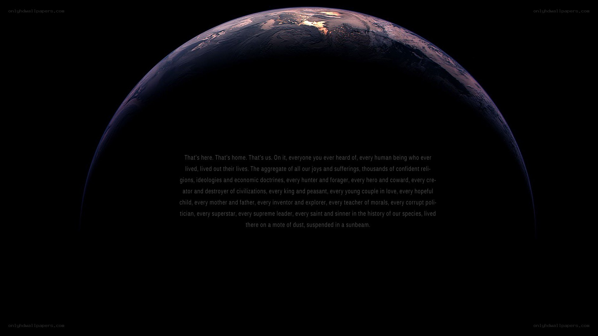 Earth from space with text
