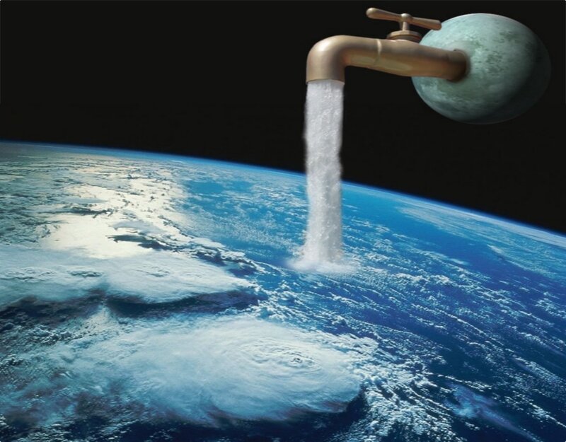 Earth from space with water tap