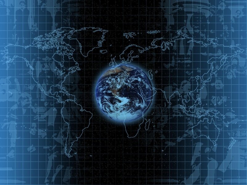 Earth from space with world map