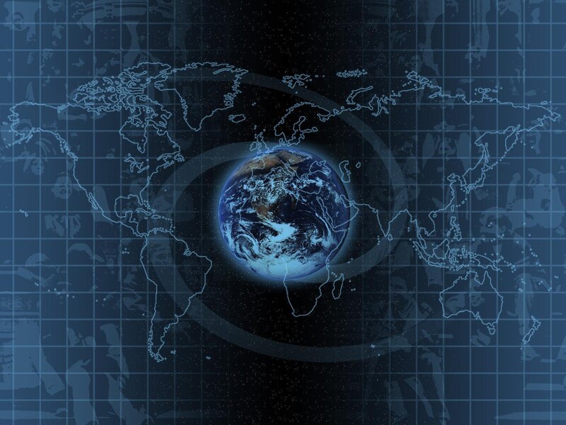Earth from space with world map