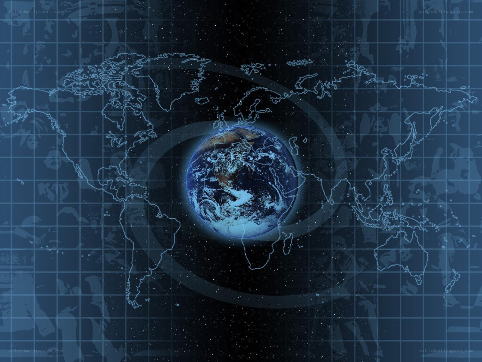 Earth from space with world map