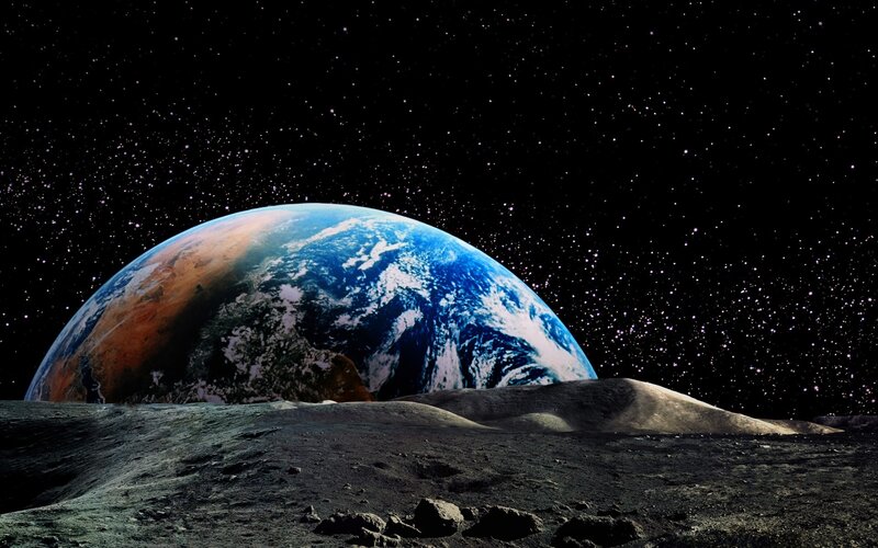 Earth from the Moon — Blue, Dramatic