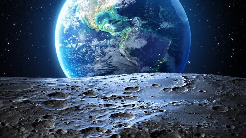 Earth from the Moon — Blue, Serene, Night