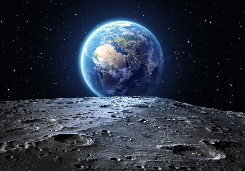 Earth from the Moon — Blue, Serene
