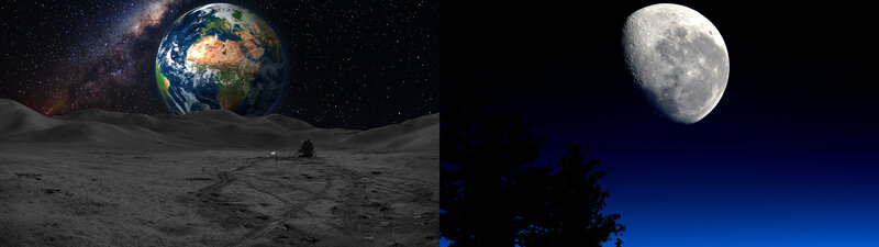 Earth from the Moon — Gray, Dramatic, Night, Digital Art