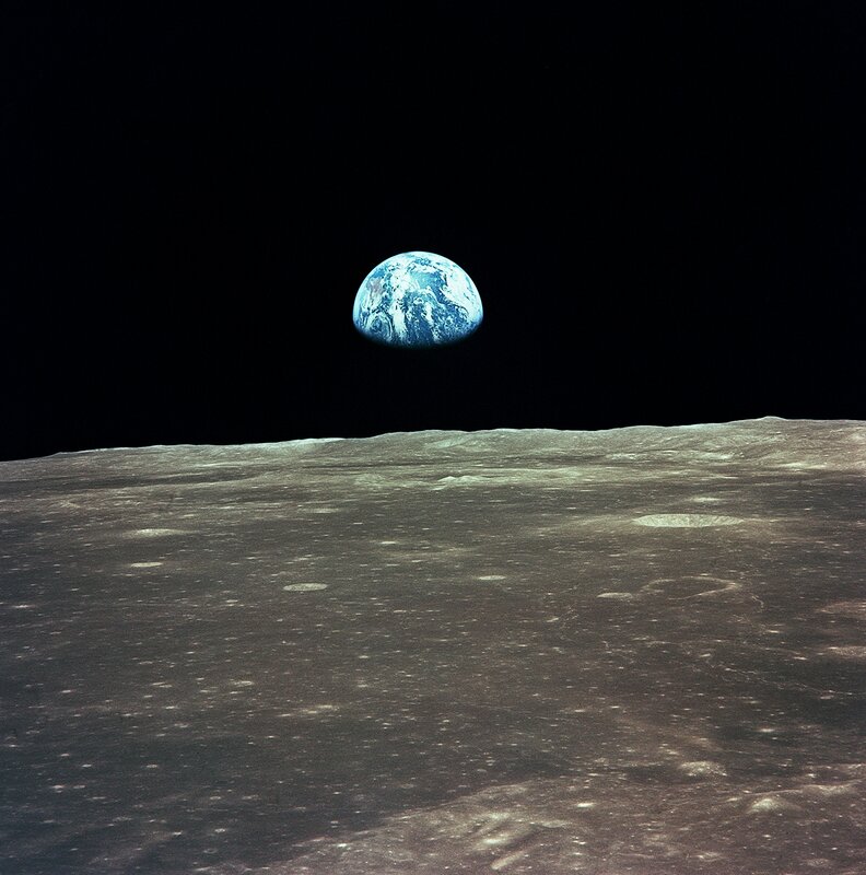 Earth from the Moon — Gray, Dramatic, Photograph