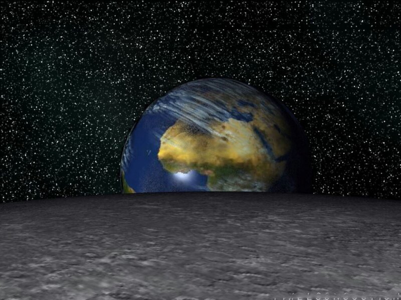 Earth from the Moon — Gray, Serene, Night