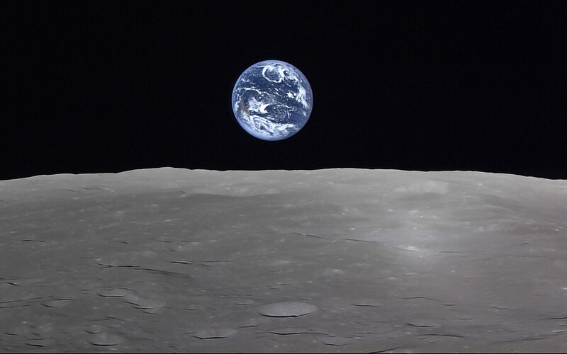 Earth from the Moon — Gray, Serene, Photograph