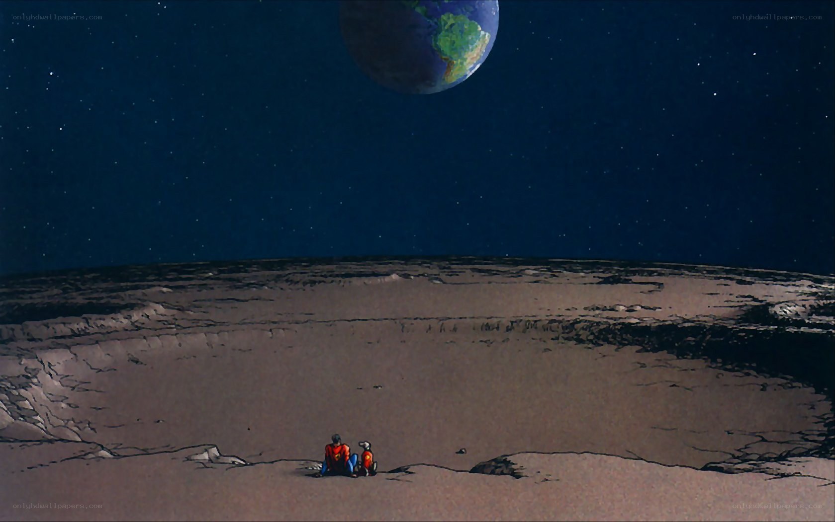 Earth from the moon surface
