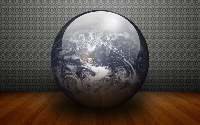 Earth globe in a room