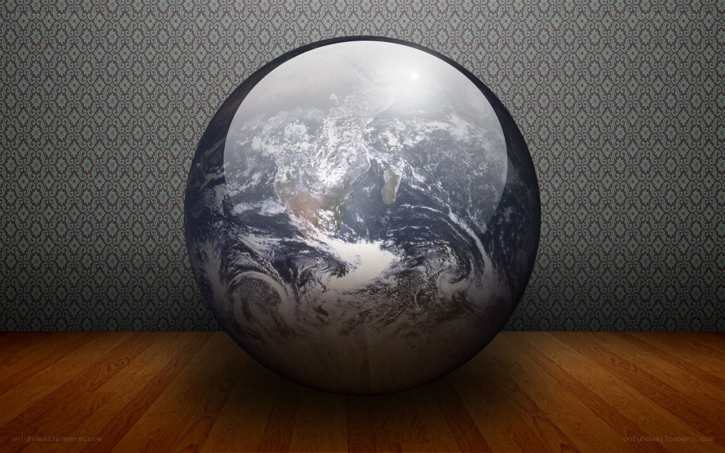Earth globe in a room