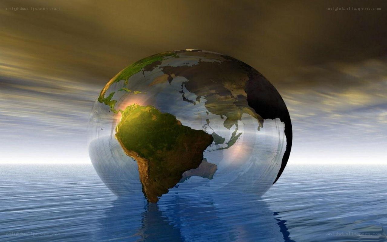 Earth globe over ocean