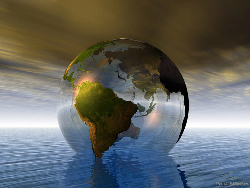 Earth globe over ocean