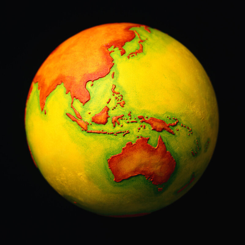 Earth globe with temperature map