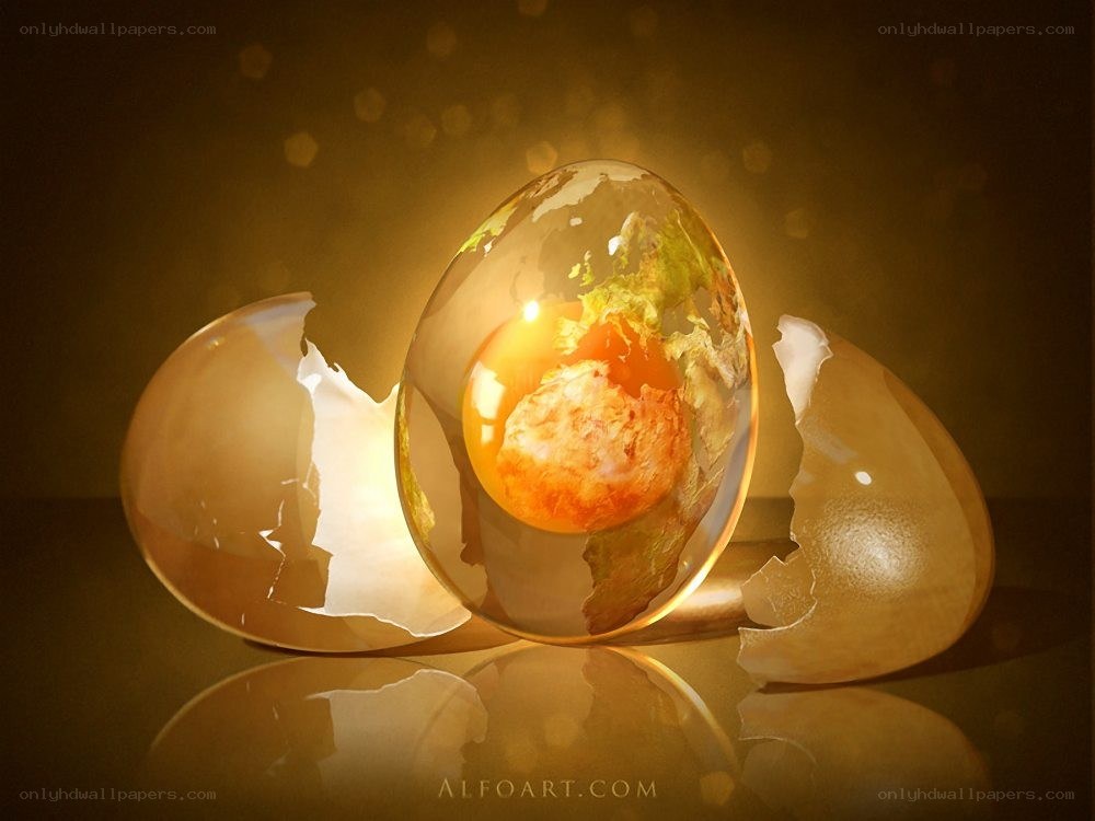 Earth hatching from an egg