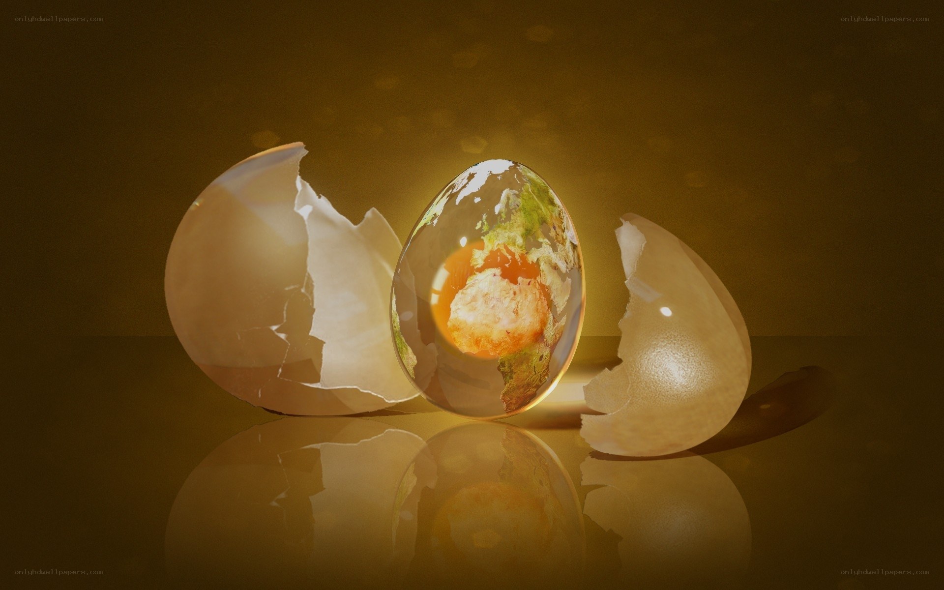 Earth hatching from an egg
