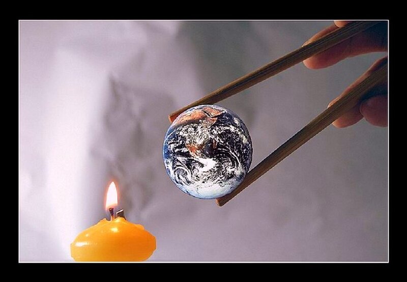 Earth held by chopsticks