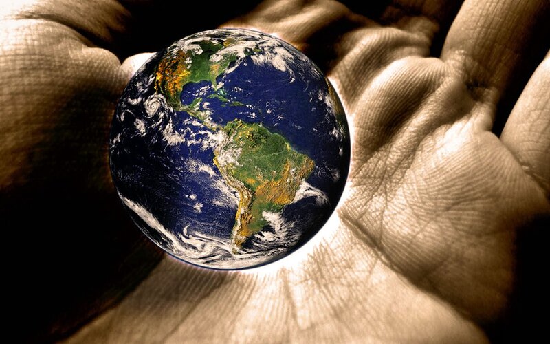 Earth held in hands