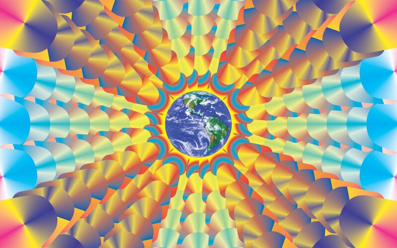 Earth in a Colorful Tunnel — Blue