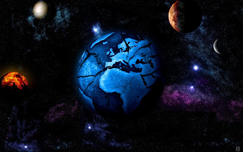 Earth in a cosmic scene