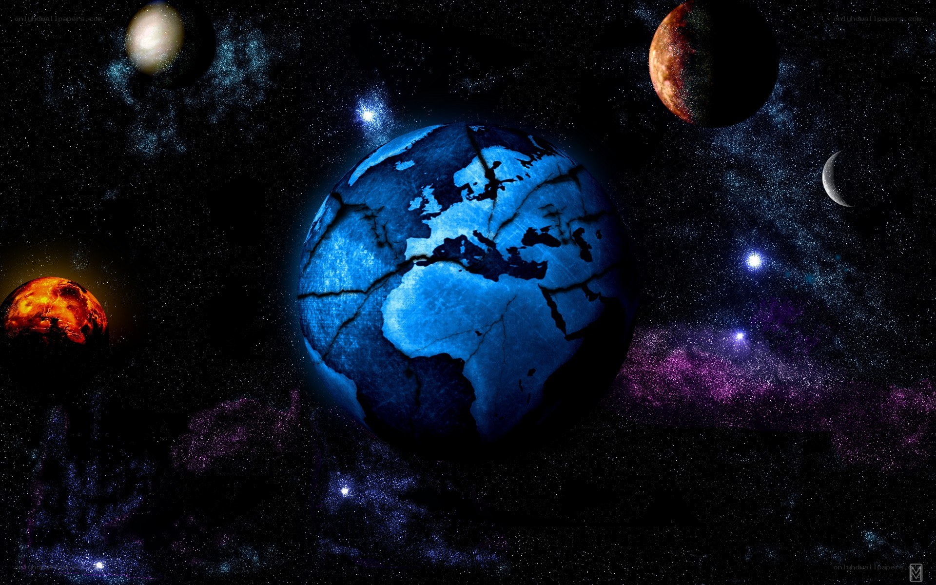 Earth in a cosmic scene