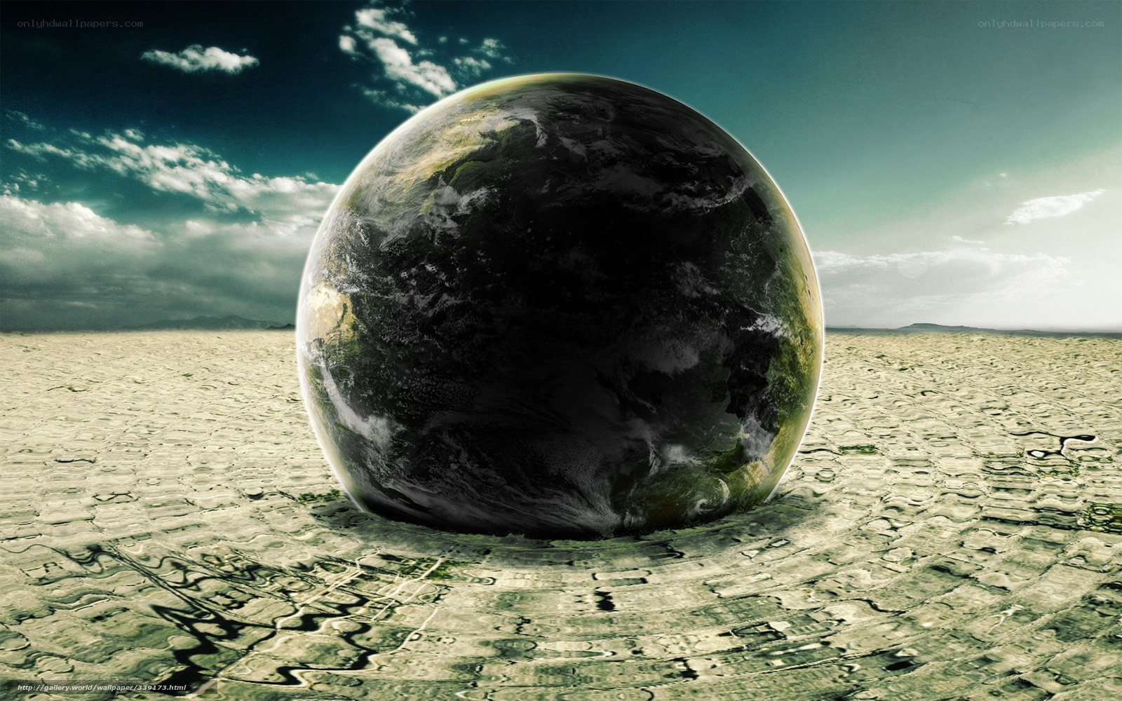 Earth in a desert landscape