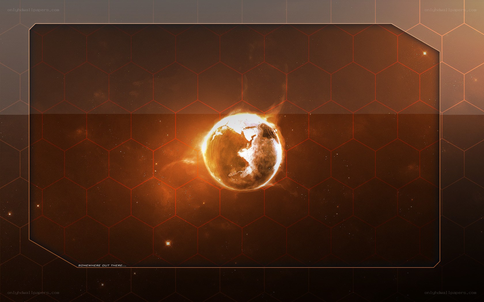 Earth in a fiery explosion