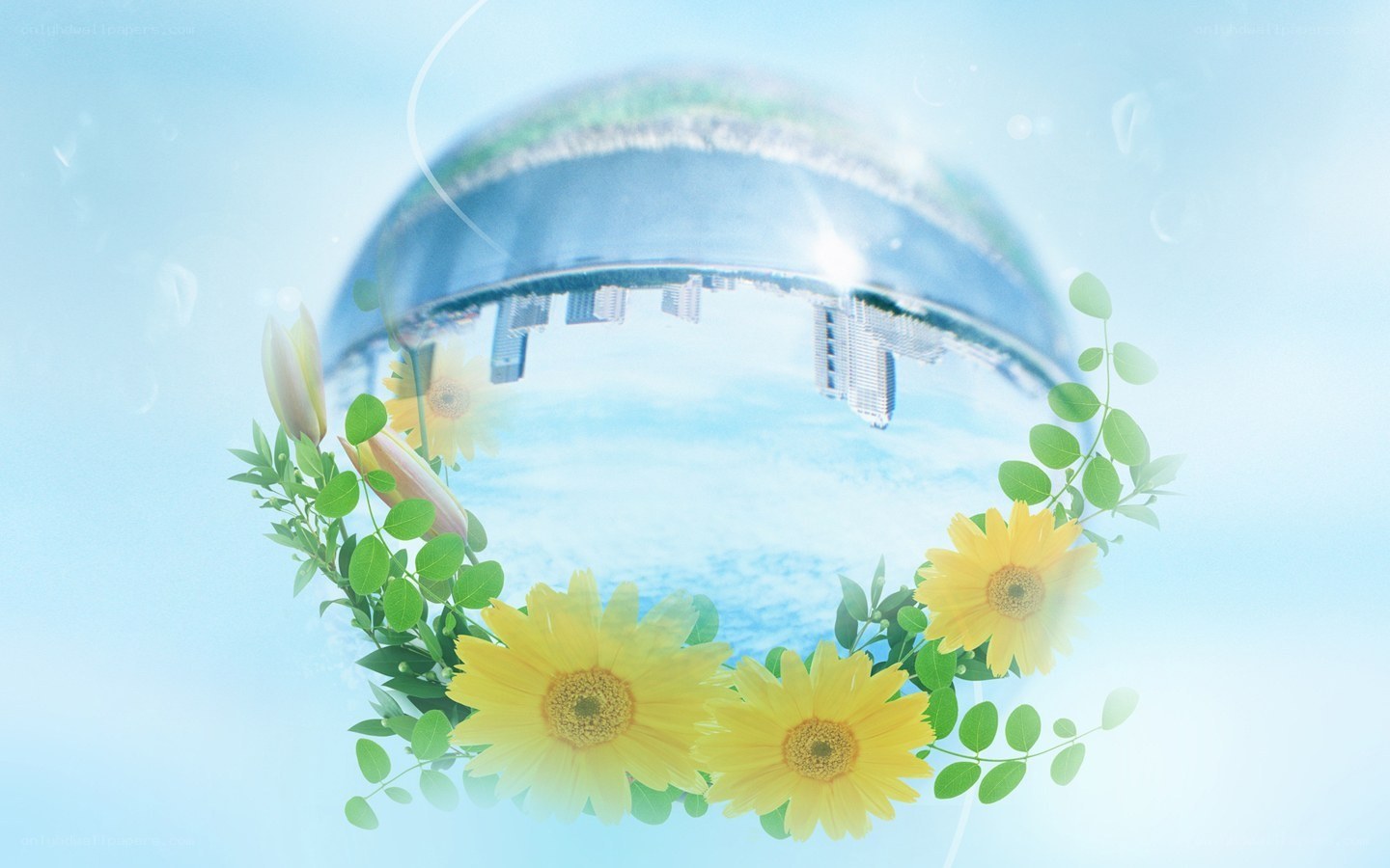 Earth in a flower wreath