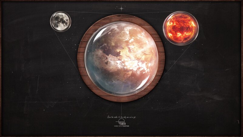 Earth in a Glass Dome — Black, Dramatic